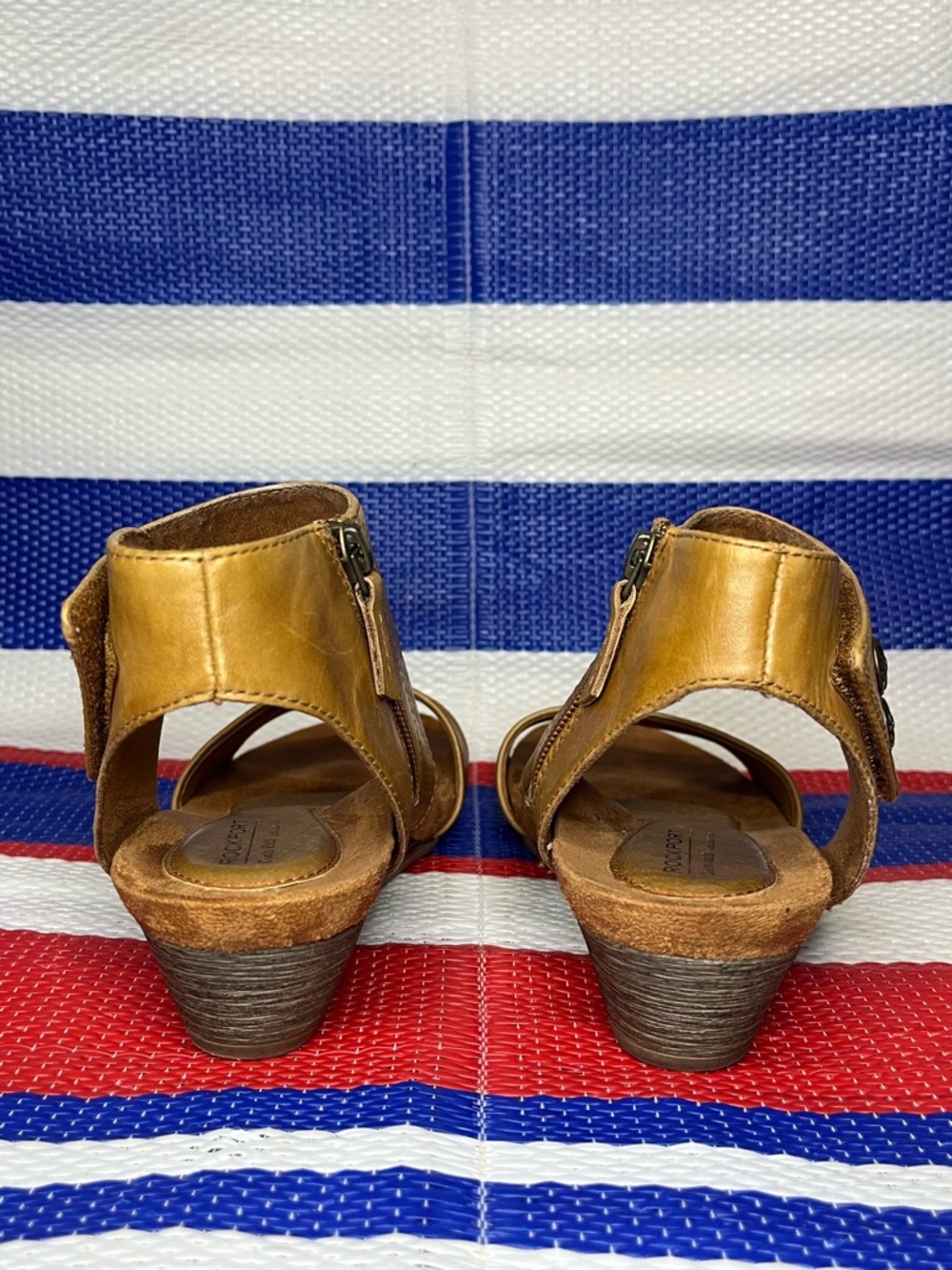 Women’s - Rockport Cobb Hill Hollywood Leather Copper Low Wedge Sandals Size 9 - Picture 10 of 13